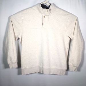 Orvis Cream Heather Gray 1/4 Zip Snap L/S Sweater